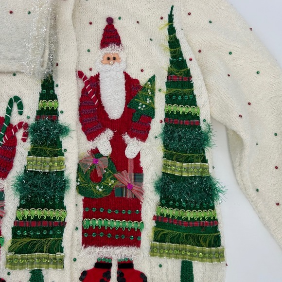 Design Options by Philip & Jane Gordon Vintage Christmas Santa Cardigan Large - Picture 6 of 7
